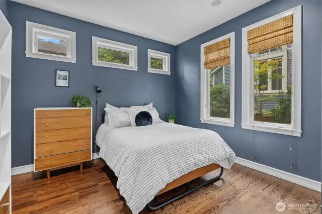 ADA certified guest bedroom, wheel chair accessible from the hallway exterior entry