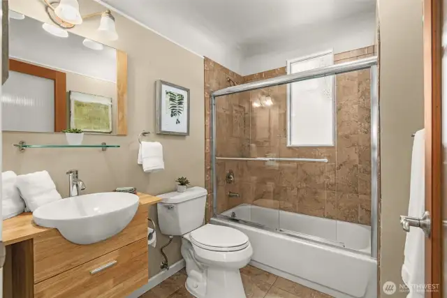 Full bathroom on lower level