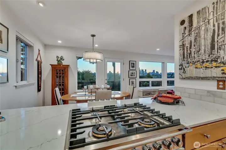Newer gas cooking with quartz counters plus a fabulous view while whipping up your meals?  What could be better?