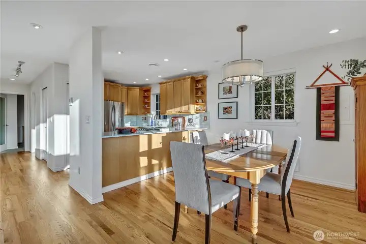 Tall foliage offers privacy on the south side and filtered light.