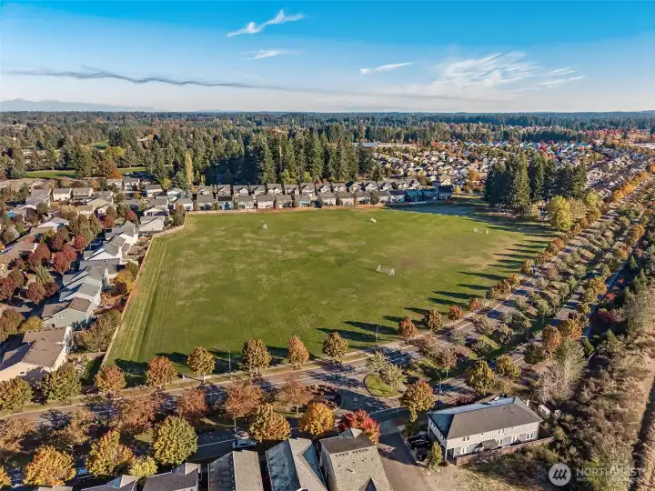 Community soccer field and playground