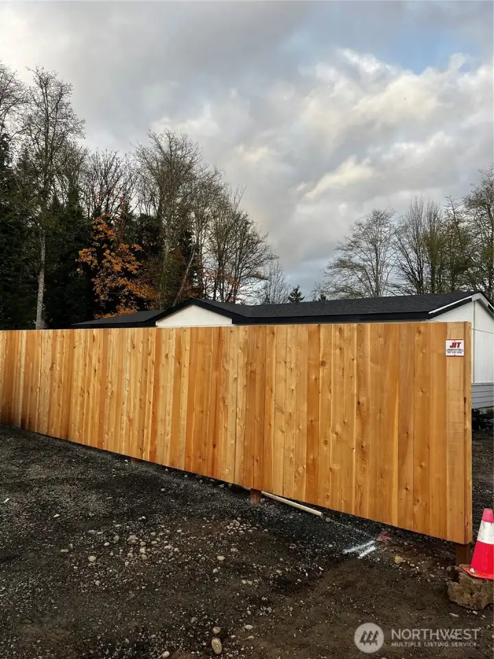 Privacy fence newly installed