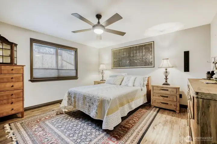 Another angle of the primary with walk-in closet and 5 piece bathroom.