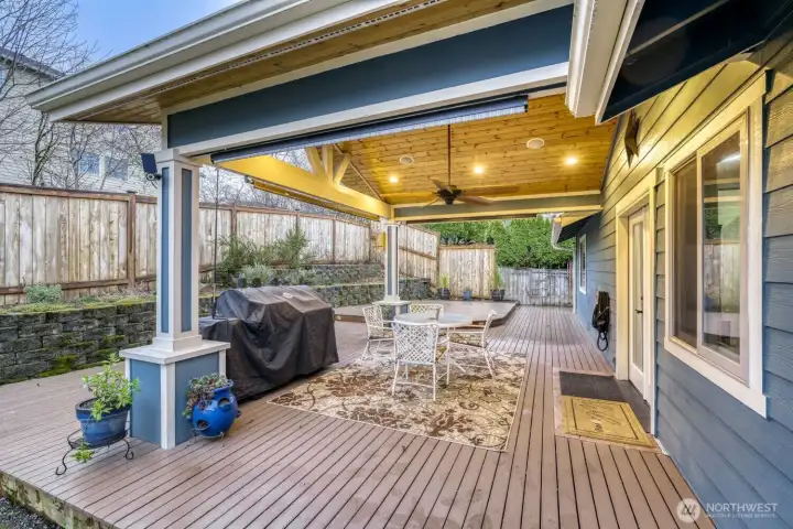 New Deck w/ vaulted cover and recessed lighting.