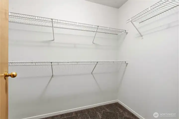 Primary walk-in closet off the bathroom.