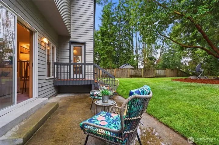 Slider doors to outside deck.