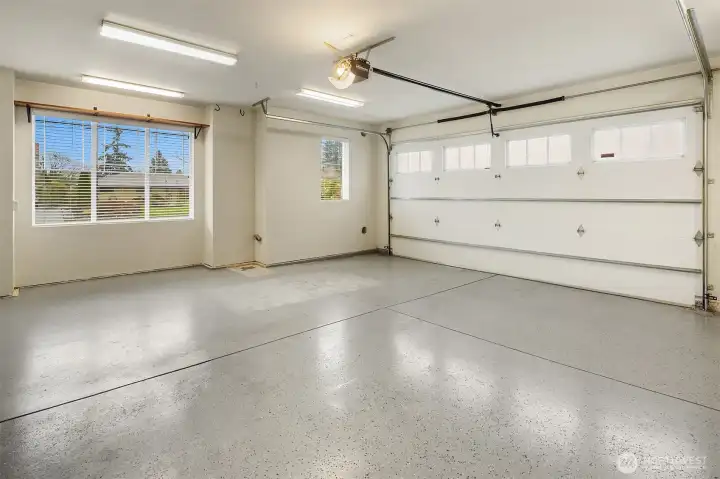Spacious two car garage.