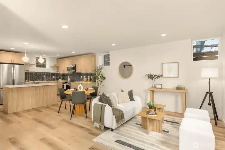 Open-concept floor plan.