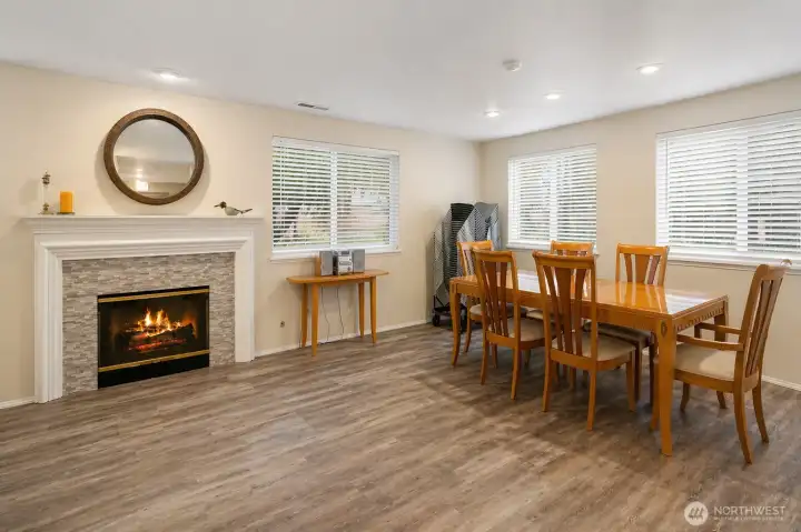 Clubhouse great room with open layout and dining space.