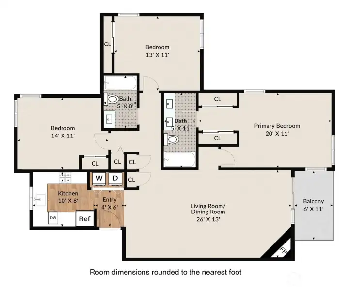 Floor plan showing layout and room dimensions.