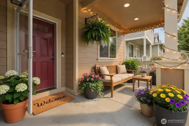 A beautifully framed covered front porch sets the tone for this home, offering a cozy yet spacious setting for morning coffee, evening unwinding, or festive seasonal décor—all while enjoying a peaceful neighborhood atmosphere.