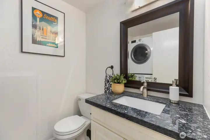 Half bath on the lower level for guests
