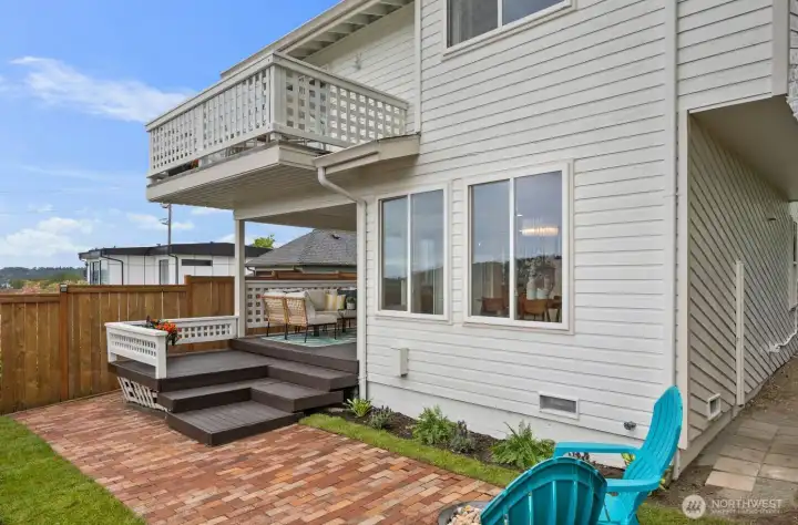 Brick patio and newly landscaped yard
