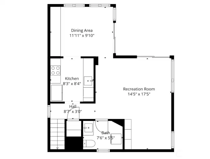 Lower floor that leads out to the deck and yard.
