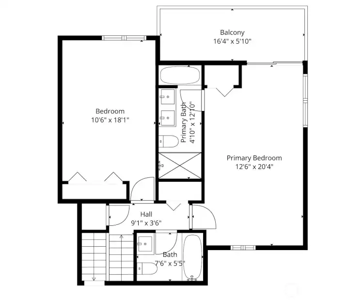Upper floor with bedrooms.