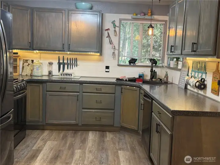 Tons of cabinetry and counter space.