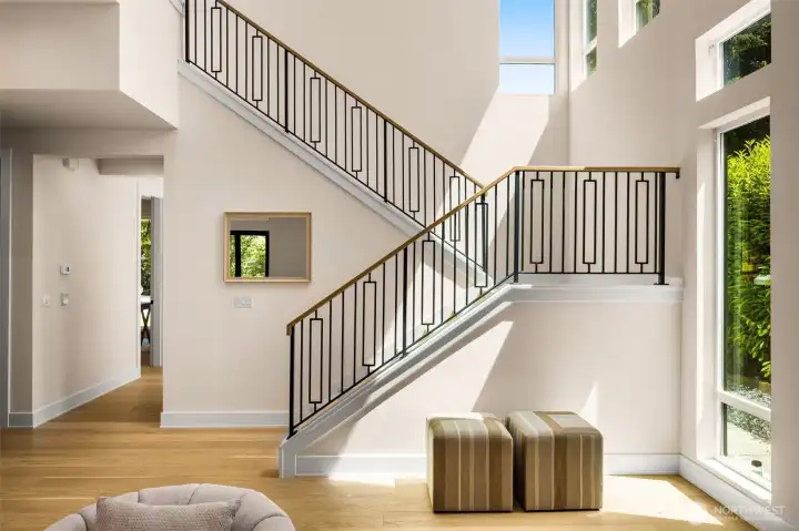 Two story open stair gallery