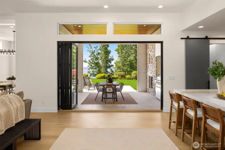 Two wall sliders to the covered patio