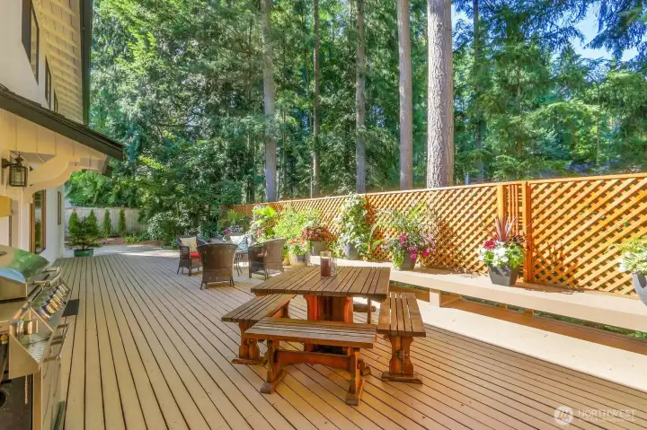 The deck has a removable trellis for added privacy.