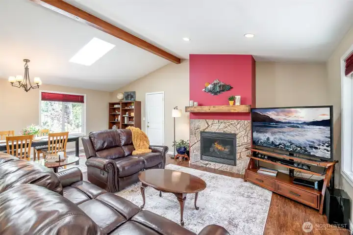 Gas fireplace.