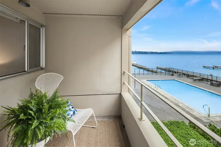 Lovely patio overlooking water Lovely patio overlooking water