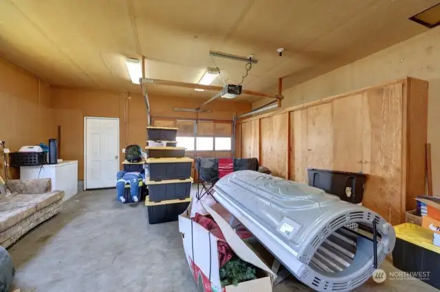 Attached garage with workspace