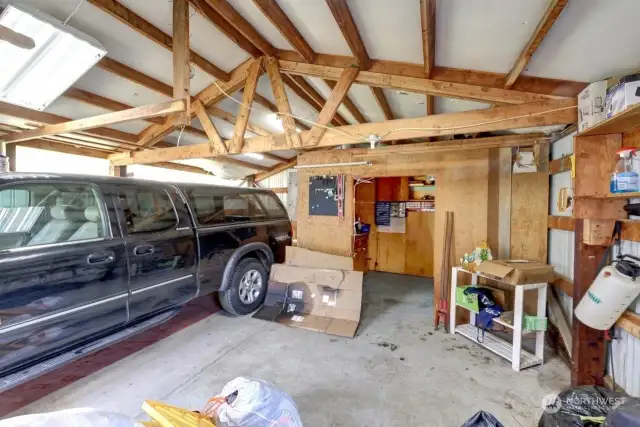 Detached garage with parking and work area