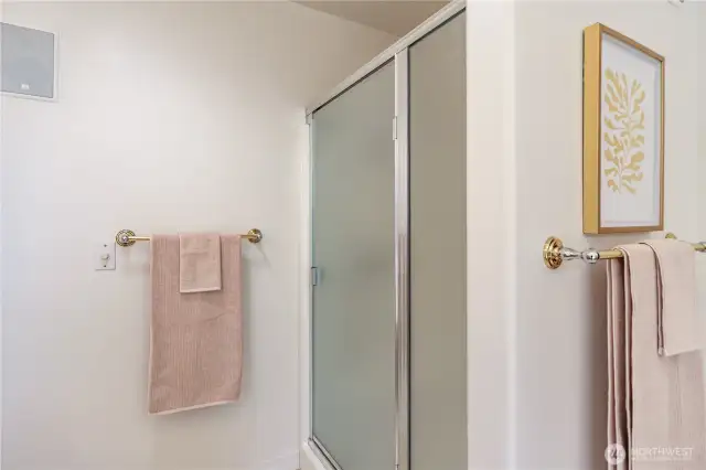 Shower in the en-suite bath.