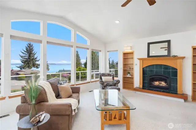 Tall windows let in natural light and VIEWS!