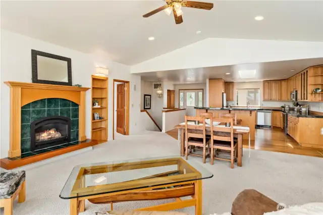 Looking back at the main entry and kitchen from the living room.