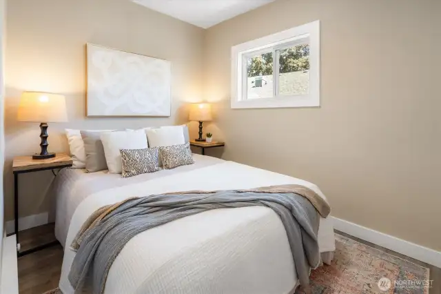 Spacious bedroom with large built-in closet