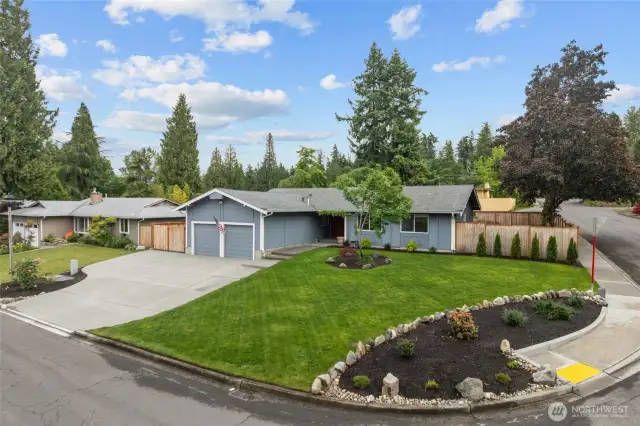 Huge corner lot with custom concrete driveway