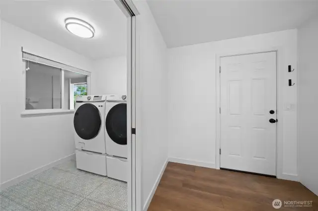 Laundry room off kitchen for convenience