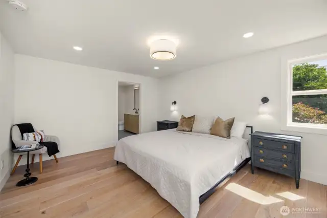 Primary suite is perfectly sized and private