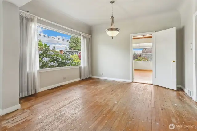 Spacious formal dining area would be great for dinner parties.