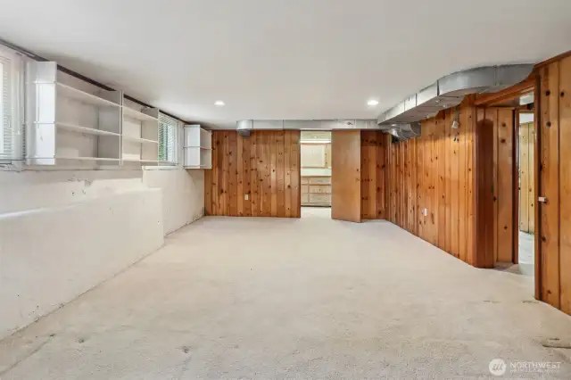 Large recreation room on lower level.