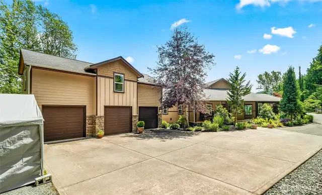 3 oversized garage bays.