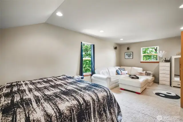 Media-room or 4th bedroom with vaulted ceilings.