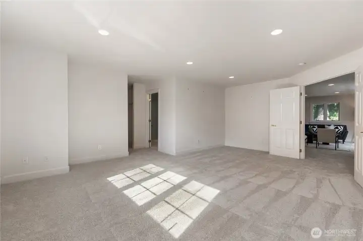 Large guest bedroom with walk in closet and jack and jill bath