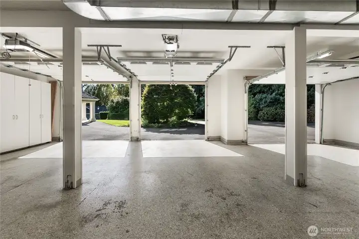 Interior looking out of original 3 car garage