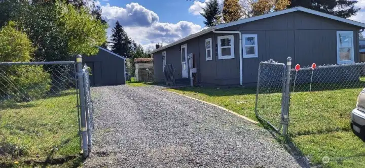 Freshly laid gravel driveway.