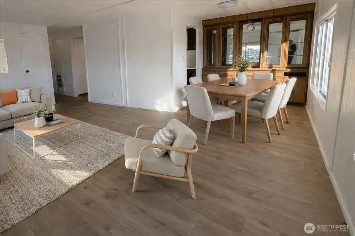 Virtually staged dining area.