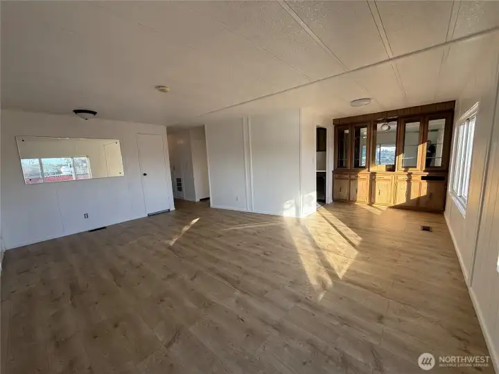 Dining area has built in hutch.