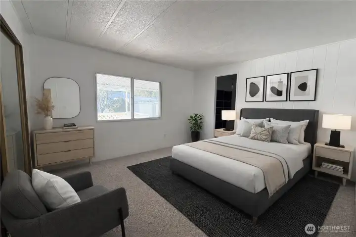 Virtually staged - Primary bedroom.