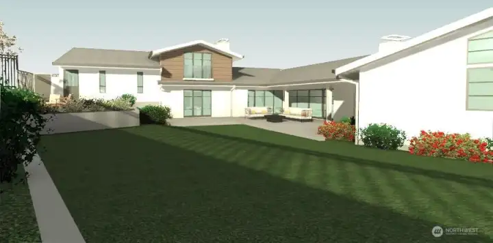 Rear yard view, ADU on second floor