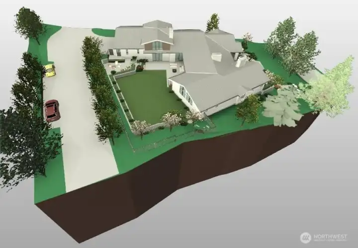 Rear yard, overhead view