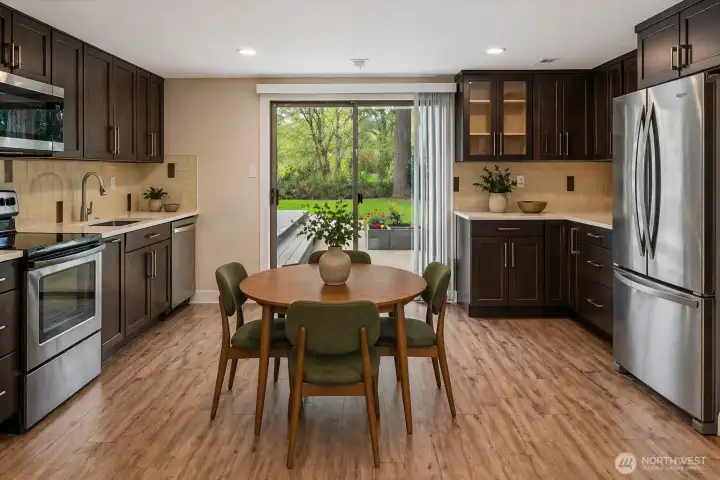 Renovated kitchen area of the ADU (virtually staged)