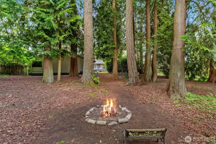 This 1-acre property has plenty of room to roam, and a great fire pit to make s'mores