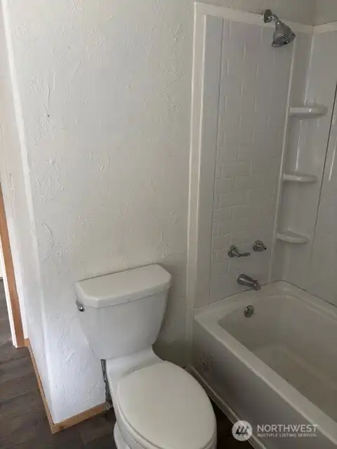 Bathtub and toilet. Bathtub and toilet.