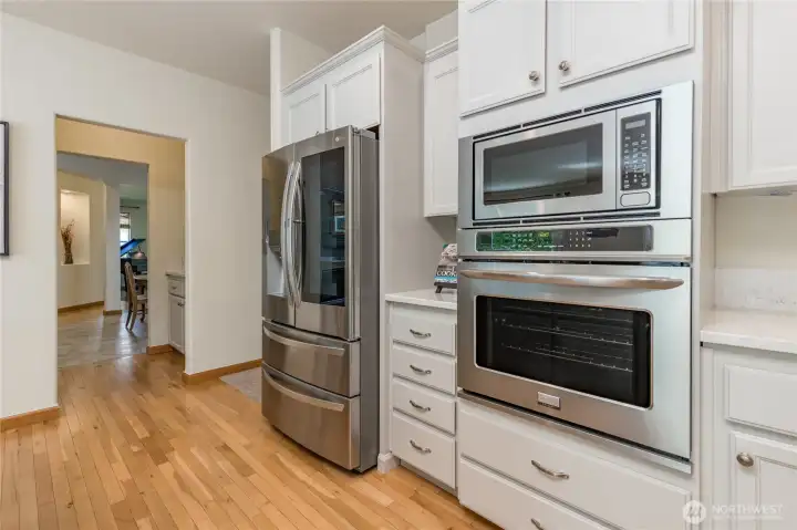High-end refrigerator and wall ovens.